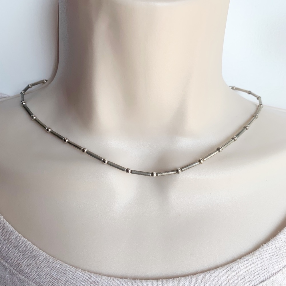 Sterling Silver 925 Ball Tube Bead Necklace Bracelet set beaded